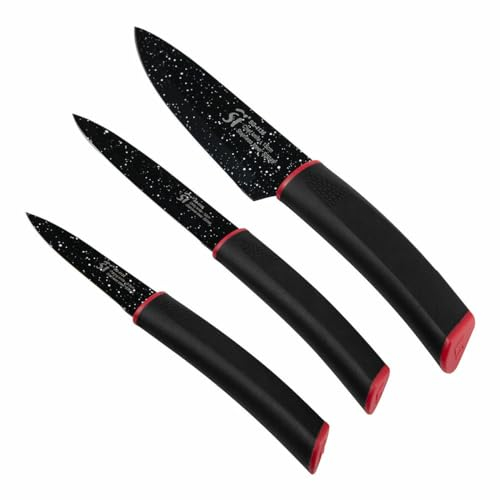 San Ignacio Set de Cuchillos Keops Marble SG-4136 Negro Acero Inoxidable 3 Piezas