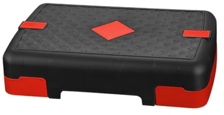 F Fityle Fitness-Stepper, verstellbar, für Training, Aerobic, Übung, Trittfläche, rutschfest, 200 kg belastbar, leichtes Yoga-Brett, Schwarz Rot