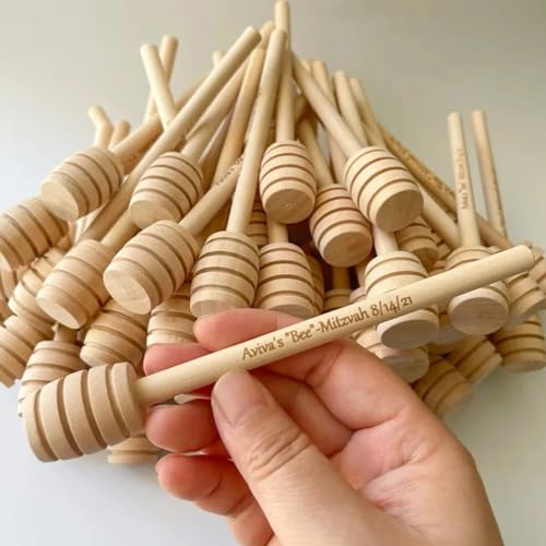 20/50/100 Pezzi Personalizza Barretta for Miele, Mini Cucchiaio da Miele in Legno Personalizzato, Regalo for Festa di Nozze Utensili da Cucina for Dessert tè al Latte Bastoncini(50PCS,15cm)
