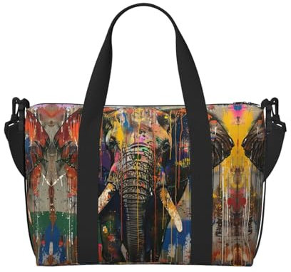 Elephant Damen-Reisetasche, groß, Wochenend-Tragetasche, Fitnessstudio, Workout-Tasche, Mama-Krankenhaus-Tasche, Schwarz, Einheitsgröße
