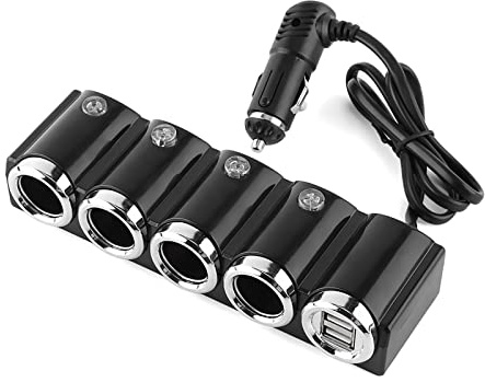 Klanata 4-Port USB Car - 12V/24V Universal Cigarette Lighter Socket Splitter Power Adapter