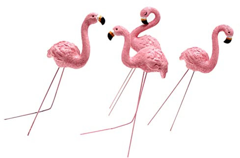 HANABASS 4stücke Flamingopflanze Garten Deko Flamingo Figur Aus Harz Flamingo Plug Für Topfpflanze Mikrolandschaftsdekoration Abnehmbar
