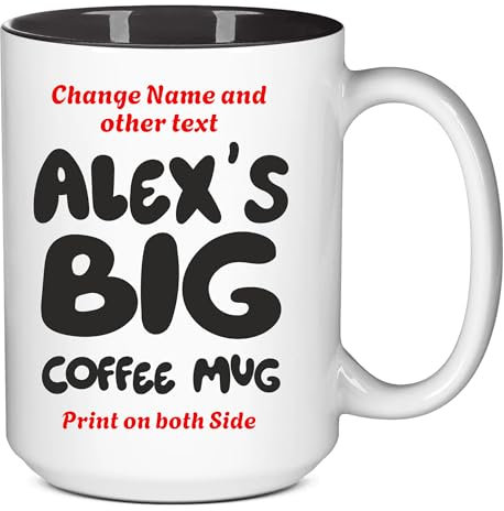 Fauntin Gifts Personalised Big Mug - Funny Gift - Create Your Own Coffee or Tea Cup - Custom Name (Black Inside Only)