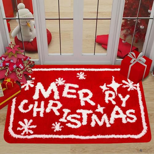 MaibaoteMbt Weihnachtsmatten, 60cmx40cm Weihnachtsdruck Teppich, Weihnachten Waschbar Fussmatte, Christmas Pattern Doormat, Weihnachts Türmatte, für Außen und Innen für Küche Wohnzimmer Schlafzimmer