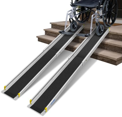 LIEKUMM 6 FT Wheelchair Ramps, 300 kg Telescopic Ramps for Wheelchairs | 2 PCS Portable Ramps for Mobility Scooters, Aluminum Wheelchair Ramps for Doorways, Stairs, Steps with Carrying Bag