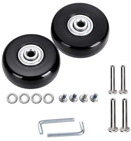 2 Stk 45mm x 18mm Kofferrollen Ersatzrollen für Koffer Luggage Suitcase Wheels Replacement Ersatz Gepäck Koffer Ersatzräder Gummi Rollen Räder Ersatz Wheels Rad für Trolleys Koffer Ersatzteile