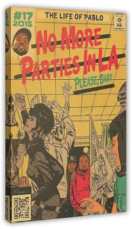 BAVIEN Kanye West & Kendrick Lamar Poster de couverture d'album « No More Parties in LA » - Décoration murale - Impression sur toile pour chambre - Cadre esthétique : 40 x 60 cm