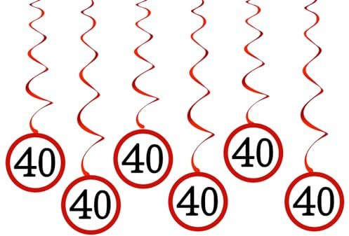 40 Geburtstag Deko Girlande,6 Stk Verkehrsschild 40. Geburtstag Deko Hängende Wirbel Set,Deko 40 Geburtstags Mann Frau, Spiralen Girlanden für 40er Geburtstage Deko,Hochzeit,Jubiläum Party Dekoration