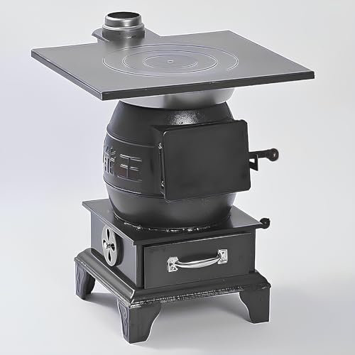 QXIWAOE Cast iron wood stove, wood stove indoor, Indoor Heating Stove, potbelly stove indoor, Thickened Cast Iron Rural Heating Stove, for Cooking, Heating