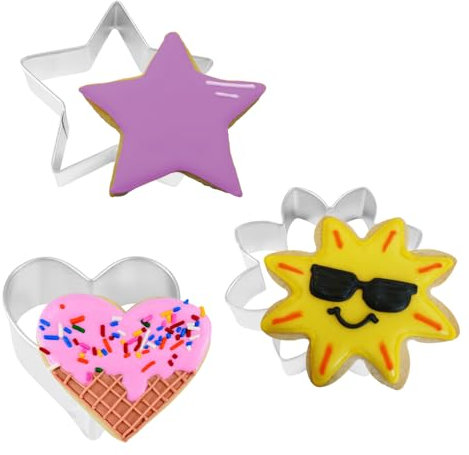 Anniversary House Daisy Love Cookie Cutters Trio 3 Piece Set, Tin-Plated Steel, Heart, Star, Flower, Biscuit Cutter, K0016