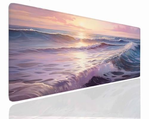 Tapis de Souris XXL 1200x600x4mm Grand Tapis de Bureau Tapis de Souris Gamer Tapis Bureau Gaming Antidérapant Résistant à L'eau, Tapis Souris XXL Mouse Pad Mat Sunset Sous-Mainm, Clavier Souris J-1032