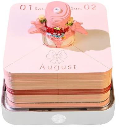 LiveGo 2026 Calendrier 3D - Calendrier de bureau en art de découpage de papier avec lumière LED et bloc-notes, carnet | Cadeau de décoration DIY pour Noël, emménagement, bureau, maison (Élan)