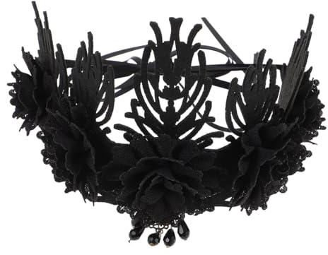 IWOWHERO Barock Krone Damen Party Haarreif Gothic Tiara Stirnband Halloween Kostüm Accessoire für Maskerade Fest Renaissance Fest