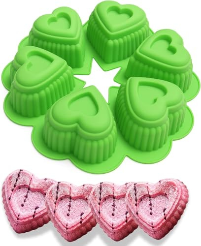 PARENCE.- Stampo in silicone a cuore a 6 cavità – antiaderente, riutilizzabile, resistente al calore – per torte, muffin, cioccolatini, saponi – 25 x 25 x 5 cm