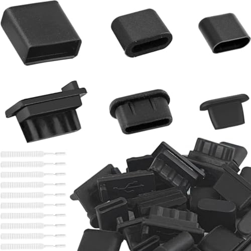 HAAMNING7 USB Cap Port Cover Silicone Anti Dust Protector, USB C for iPhone USB Type A Plug Cap for Female End Male End, for iPhone 14 13 12 11 Laptop Tablet Computer Chassis Speaker, 60 PCs