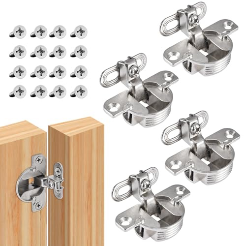 Gkhlg 4 Pcs Wardrobe Hinges Heavy Duty Kitchen Cupboard Door Hinges for DIY Enthusiasts Wardrobe Door Hinges Furniture Installers Fits Kitchen Cabinets Wardrobe Doors Cupboard Doors
