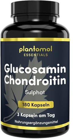Glucosamin-Chondroitin hochdosiert - 2 Monatsvorrat - plantomol® Essentials | Glucosamin 1500mg & Chondroitin 1200mg pro Tagesdosis - 2 Monatsvorrat an Chondroitin Glucosamine - Chondroitin & Glukosamine