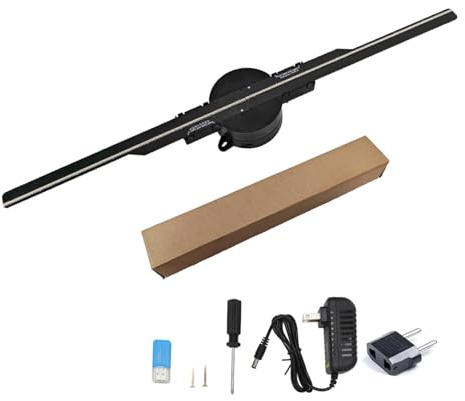 TUXCAXI Ventilatore olografico 3D dinamico con 224 perline LED Espositori per vendita al dettaglio Proiettore olografico 3D ABS che supporta feste video comuni