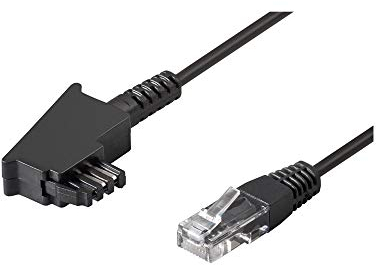 Goobay 51235 Routerkabel, Anschlusskabel für DSL / ADSL / VDSL, TAE-F Stecker auf RJ45 Stecker (8P2C), schwarz, 10