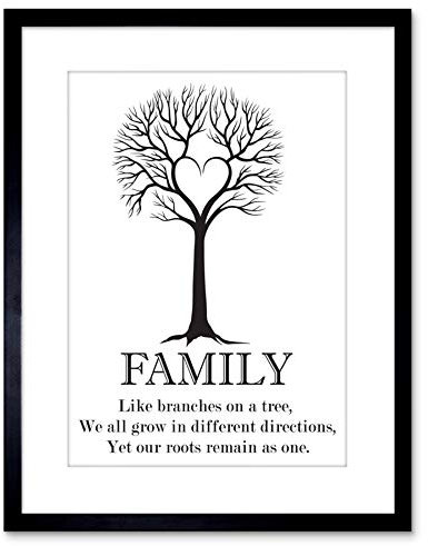 Wee Blue Coo Family Roots Quote Motivation B&W He Tree Framed Wall Art Print
