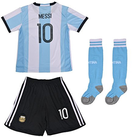 FWC 2014 Argentine Home Messi 10 Futbol Football enfants Maillot et short, New Version