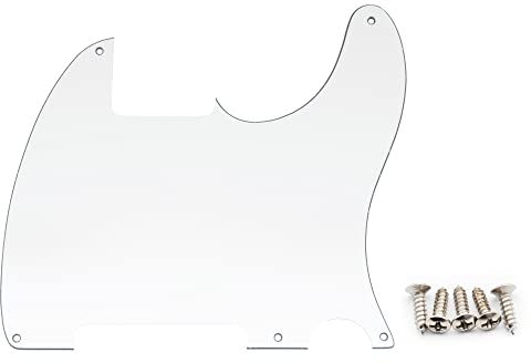Musiclily 5 Löcher American Vintage Tele Pickguard T-Style Gitarren Schlagbrett für Fender USA/Mexican Telecaster Esquire E-Gitarre,3 lagig Weiß