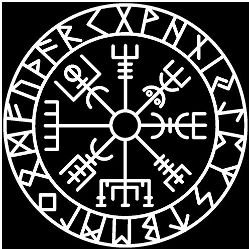 Samunshi® Aufkleber Vegvisir mit Runen C Vikings Wikinger für Auto Motorrad in 11 Größen und 25 Farben (10x10cm weiß)
