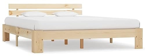 vidaXL Kiefernholz Massiv Bettgestell Holzbett Futonbett Doppelbett Massivholz Bett Bettrahmen Lattenrost Schlafzimmerbett 160x200cm