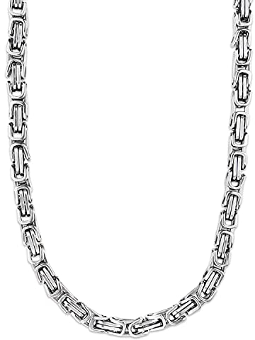 König Design 6 mm Königskette Armband Herrenkette Männer Kette Halskette Panzerkette, 30 cm Silber Edelstahl Ketten