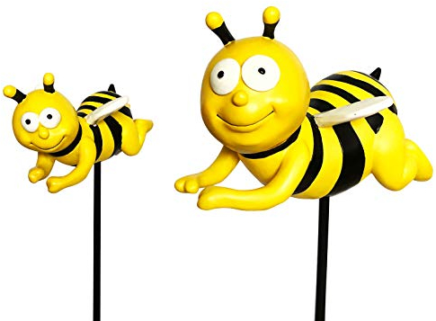OF 2er Set Gartenstecker süsse Bienen - Beetstecker Biene - Wetterfest
