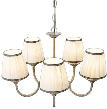 Lindby Kronleuchter Lumiel (Landhaus, Vintage Rustikal) in Bronze aus Textil (5 flammig E14) - Pendelleuchte Hängelampe Lüster Lampe Deckenleuchte Deckenlampe Wohnzimmerleuchte