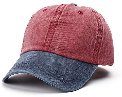 Herren Kappe Hut Baumwollpigment Gefärbt Low Profile Dad Hut Sechs Panel Cap Gewaschen Baseball Cap Hut-Navy_Edge_Wine_Red_Adjustable