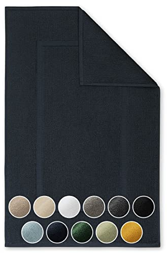 Blumtal Premium Frottier Badematte - Badeteppich Oeko-TEX® Zertifiziert, waschbarer Badvorleger 50x80cm, saugstark & weich, dunkelblau