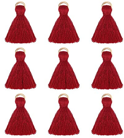 Mini Quasten Anhänger Rot 25 mm 100 Stück Armband Schlüsselanhänger Quaste für Schmuckherstellung Taschen Lesezeichen