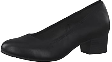 Jana Damen Pumps aus Lederimitat Kleiner Absatz Weite H Mehrweite, Schwarz (Black 1), 39 EU