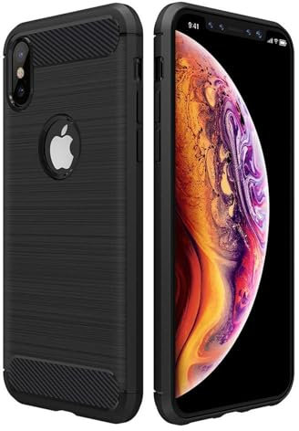 CoolGadget Premium Carbon Handyhülle TPU für iPhhone XS Max, stoßfest, Kratzfest, rutschfest, Anti-Fingerprint, schwarz