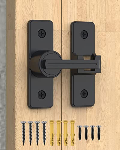 Loquet de porte à rabat de sécurité en alliage d'aluminium robuste de 3,8 mm pour porte coulissante à battante, clôture en bois, porte de grange, abri de jardin, garage, cour (noir mat)