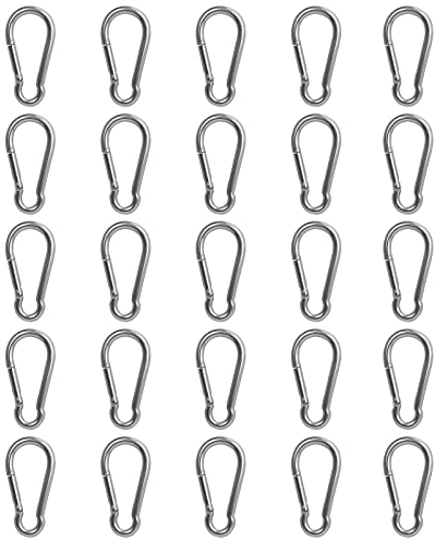 25 Stück 40mm x 4mm Karabinerhaken Karabiner Schlüsselanhänger mit Schnappverschluss belastbar Karabinerhaken aus Premium Stahl für Rucksack, Hundeleine, Camping, Angeln, Reisen