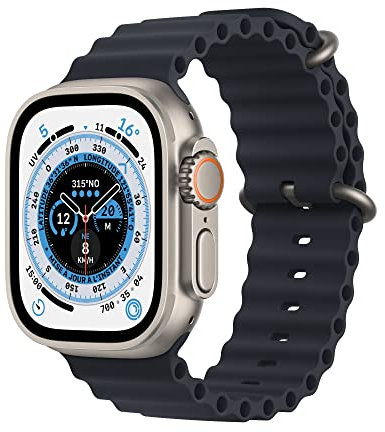 Apple Orologio Ultra (GPS + Cellular, 49 mm) Smart Watch - Cassa in titanio con cinturino Oceano mezzanotte. Monitoraggio dell'attività fisica, GPS ad alta precisione,autonomia extra lunga durata
