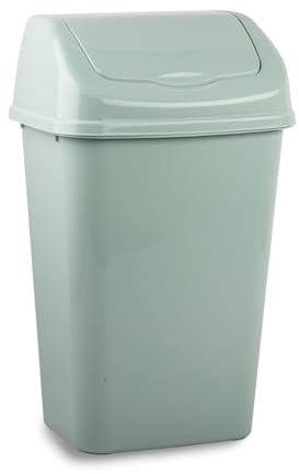 CABLEPELADO Papelera plastico basculante, Cubo basura basculante, Basura plástico tapa basculante, 40 cm altura x 20 cm ancho x 15 cm fondo, PP5 Plástico resistente, Capacidad 9 Litros, Verde claro