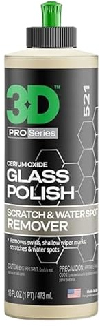 3D Glass Polish – Cerium-Oxide Based Window Polish, Light & Fine Glass Scratch Remover for Car Windows – Restores Clarity & Removes Wiper Marks, Swirls, Water Spots - 16oz