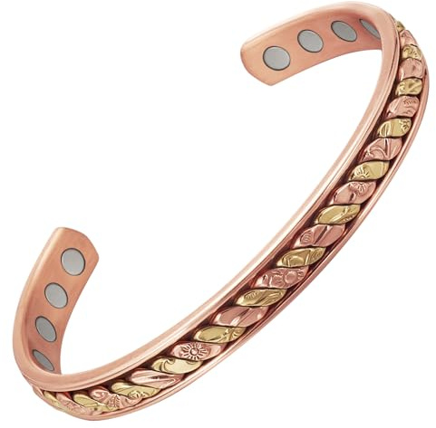 EnerCoppeX 3500 Gauss Magnetarmband für Männer und Frauen, 99,99% reines Kupfer Magnetarmband, klassisches indisches handgewebtes Handwerk, inklusive 8 Magneten (G), Kupfer