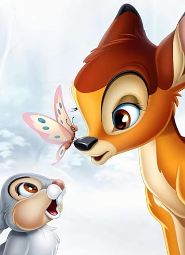 Grenric 5D DIY Bambi Diamant-Malerei-Set für Erwachsene und Kinder, Anime-Cartoon-Kreuzstich, voller runder Bohrer, Kristall-Strass-Stickerei, Bilder, Kunsthandwerk für Zuhause, Wanddekoration, 30,5 x