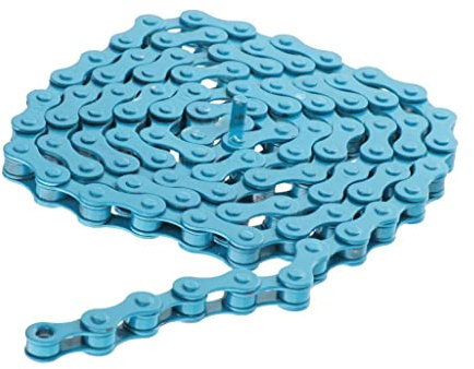 pistro Fahrradkette mit festem Gang, BMX, einzelne Stahlkette, 94 Glieder, 1/2 Zoll x 1/8 Zoll, Blau