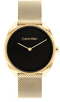 Calvin Klein Analog Quarzuhr für Damen Kollektion CK Adorn mit Edelstahl- oder Lederarmband