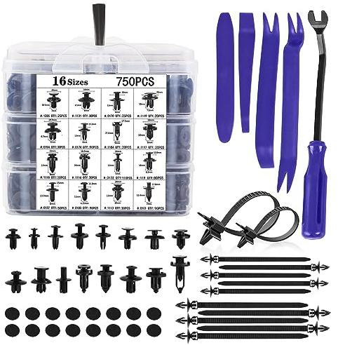 DOCAS 835 Stück Auto-Befestigungs clips, Kfz Zierclips, Kunststoff Niet Zierclips Clips mit Werkzeug zum Entfernen von Verkleidungen (Stil 5)