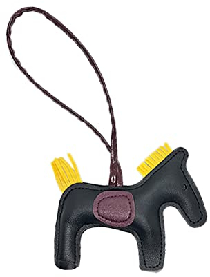 JINZHOUFZ Leder Quaste Pony Schlüsselanhänger Leder genäht Pferd Styling niedliche Mode Tasche Zubehör, Schwarz, 8.7 * 4.5 inches;0.45 ounces