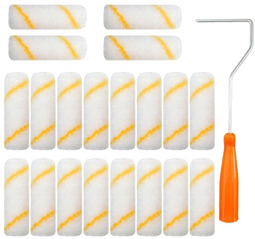 Gotetiso Rollpinsel 20 Stück Farbwalzen Set Mini Farbroller Pinsel Farbwalze Wandwalze Malerrollen mit Farbroller Bügel Walzenbürste Malerset zum Streichen für Wand Möbel Gebäudedekoration