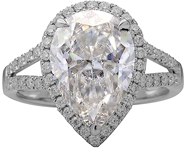 AMDXD Weißgold 585 Ring für Damen, Tropfen Verlobungsring mit 5ct Moissanit Tropfen, 14K Trauringe Echtgold Schmuck, Weißgold, Gr.49