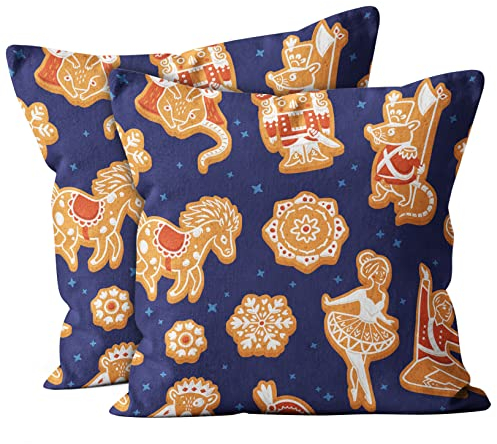 2Er Set Kissenbezüge Nussknacker Märchenmuster Umarmung Kissenbezüge Drucken Kopfkissenbezug Mit Reißverschluss 45x45 cm, Für Stuhlmöbel, Wohnzimmer